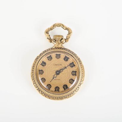 Gold pocket watch with foliage decoration;...