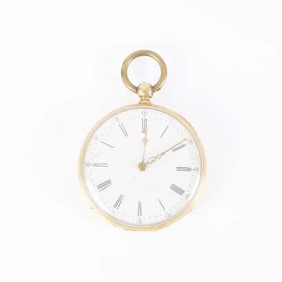 Montre de poche en or guilloché et gravé...