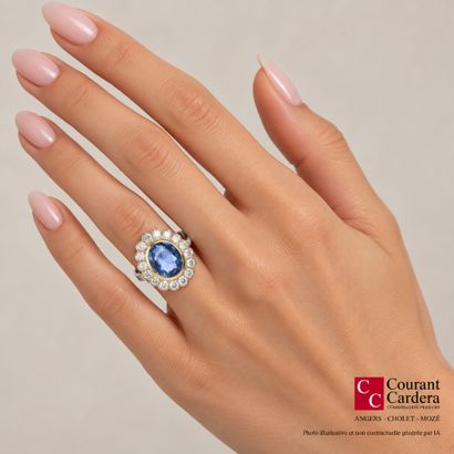 Two-tone gold daisy ring set in a closed...