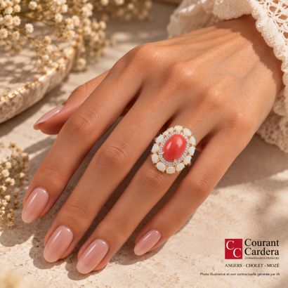 A striking rose gold daisy ring set with...