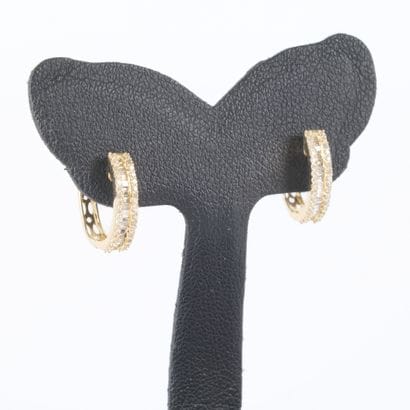 Pair of gold hoop earrings, each set with...