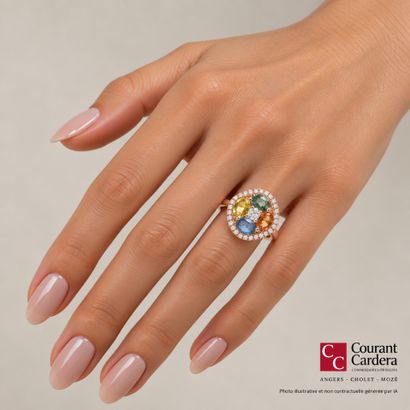 Rose gold cocktail ring set with a brilliant-cut...