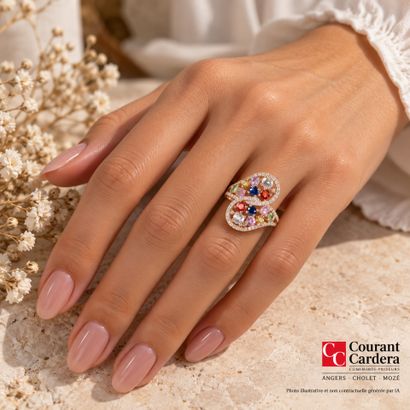 Stunning rose gold cocktail ring set with...