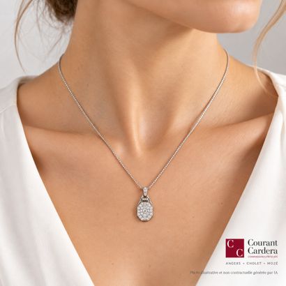 Art Deco pendant featuring a pavé setting...