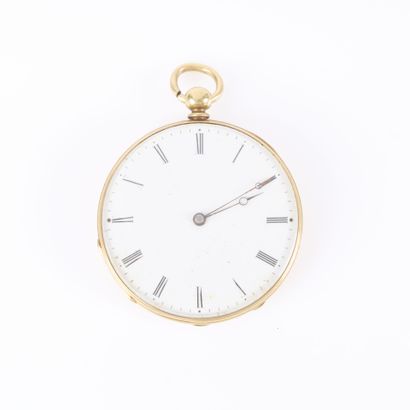 Gold pocket watch engraved with a cartouche...