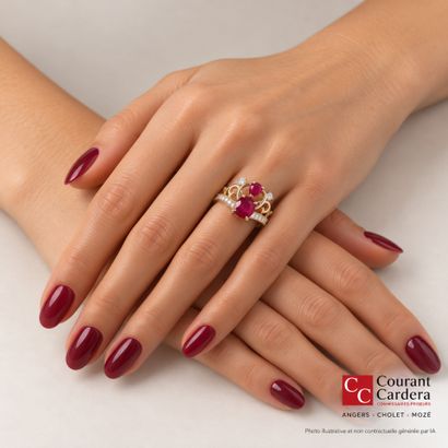 Rose gold ring featuring a tiara design set...