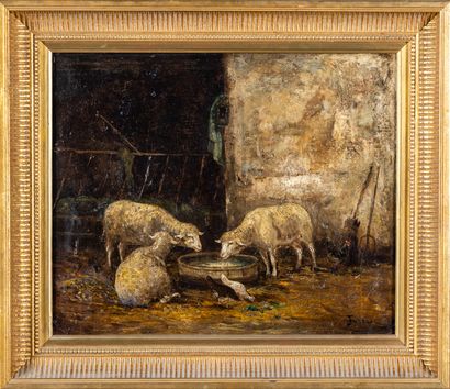 Ecole française du XIXème : « Moutons dans...
