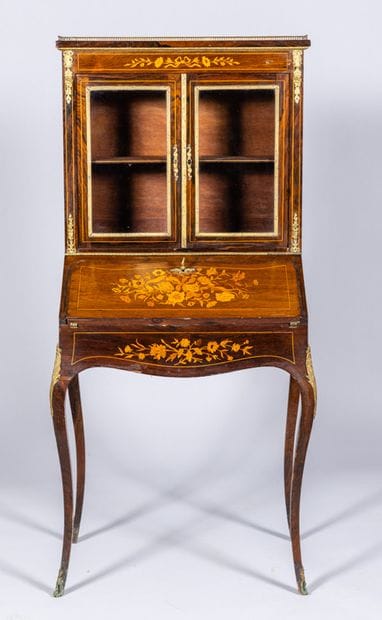 Petit bureau bonheur du jour en placage de...