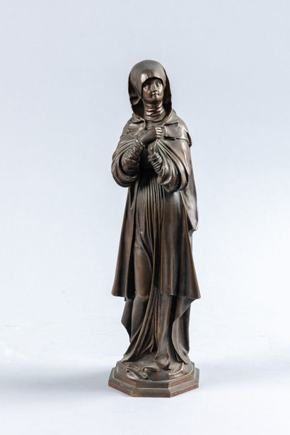 H. LENZ : Religieuse à la mentonnière. Bronze...