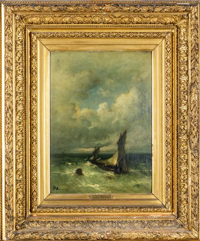 Ecole française XIXe : « Marine ». Huile...
