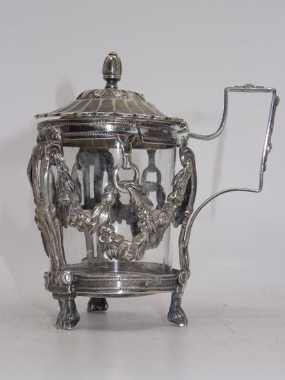Moutardier en argent d'époque Louis XVI à...