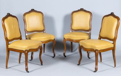 Mobilier de salon de style Louis XV en bois...