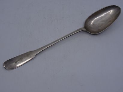 Cuillère à ragoût en argent, modèle uniplat....