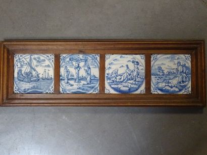 DELFT : Suite de huit carreaux en terre cuite...
