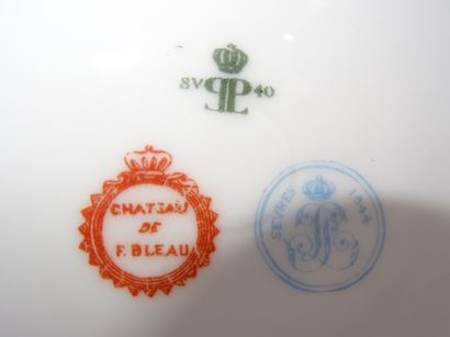 SEVRES : Tasse et sous-tasse en porcelaine...