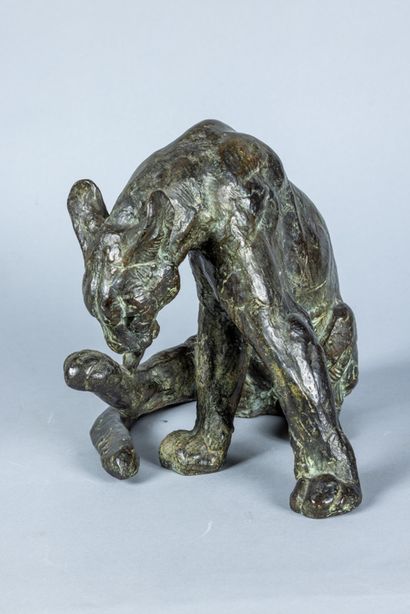 JAN RYSWYCK (1892-1953): Panthère se pourléchant....