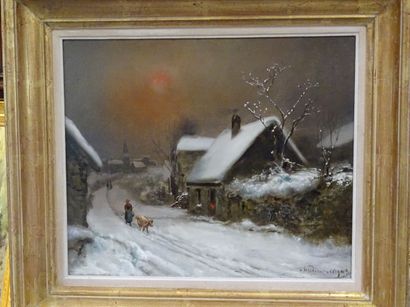 Théodore LEVIGNE (1848-1912) : Tableau paysage...