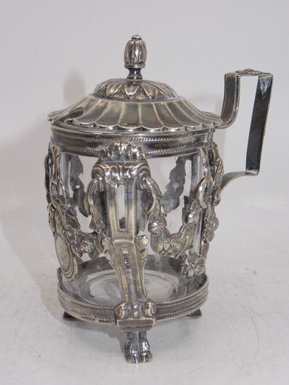 Moutardier en argent d'époque Louis XVI à...