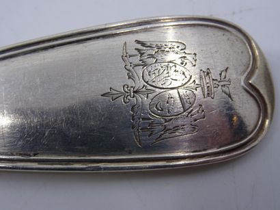 Deux cuillères à ragout en pendant en argent,...