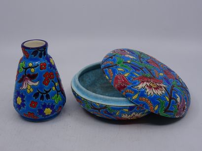 LONGWY : Bonbonnière (diamètre : 14 cm) et...