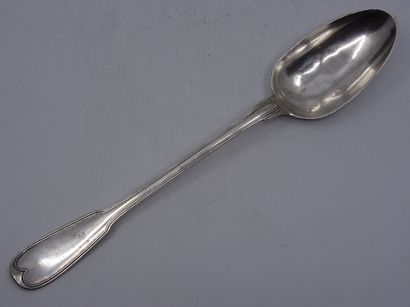 Cuillère à ragoût en argent, modèle à filets,...