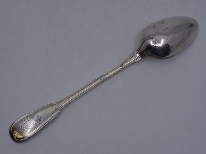 Cuillère à ragoût en argent, modèle à filets,...