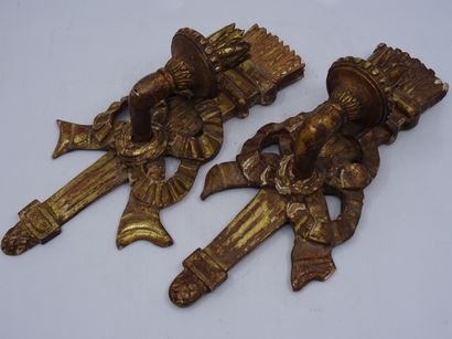 Paire de petites appliques décoratives en...