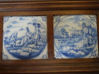 DELFT : Suite de huit carreaux en terre cuite...