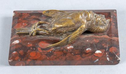 Presse papier en bronze et marbre 