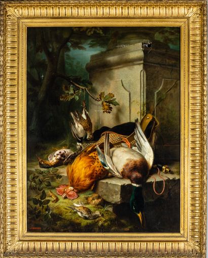 Louis BONTHOUX XIX°: Nature morte au gibier...