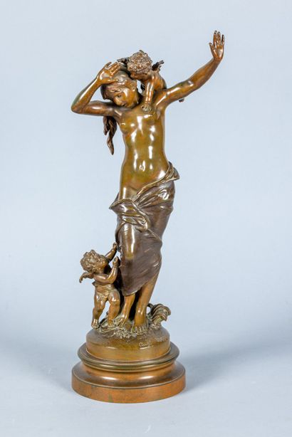 Auguste MOREAU: Sujet en bronze à jolie patine...