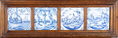 DELFT : Suite de huit carreaux en terre cuite...