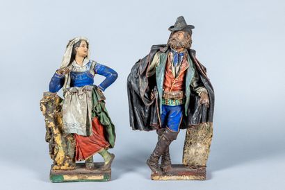 Deux grands santons siciliens en carton bouilli...