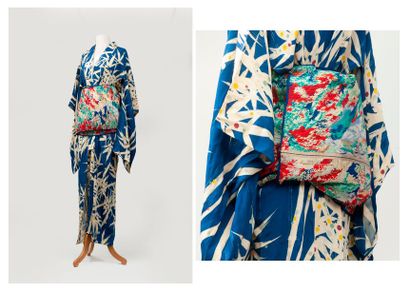 JAPON, XXème siècle
Yukata de dame en crêpe...