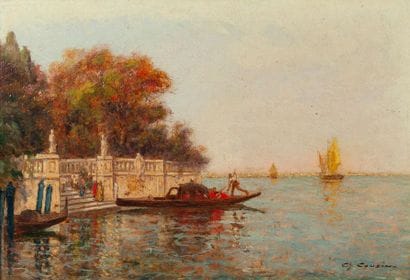 Charles COUSIN (1904-1972) 
Gondole arrivant...