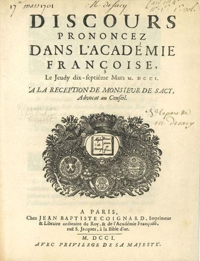 DISCOURS DE RÉCEPTION.
7 discours imprimés,...