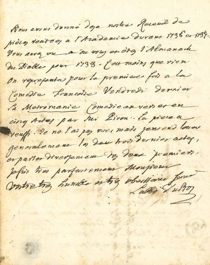 DUBOS Jean-Baptiste, abbé (1670-1742) diplomate,...