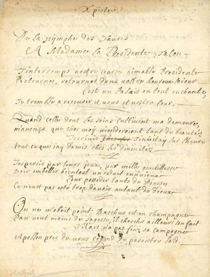 MALLEVILLE Claude de (1597-1647) poète, secrétaire...