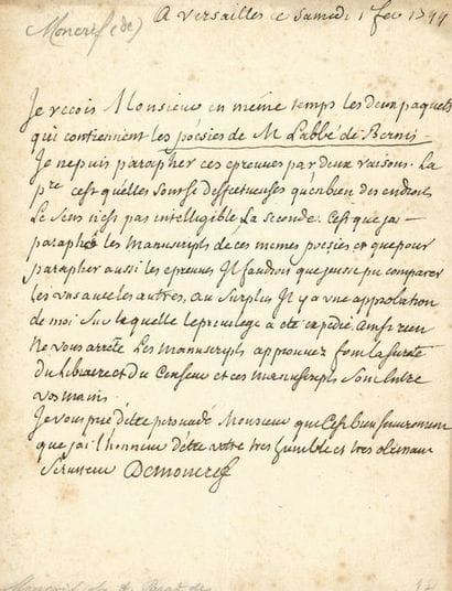 MONCRIF François-Augustin Paradis de (1687-1770)...