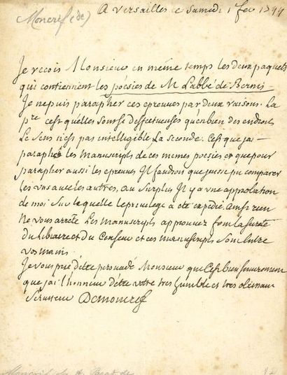 MONCRIF François-Augustin Paradis de (1687-1770)...