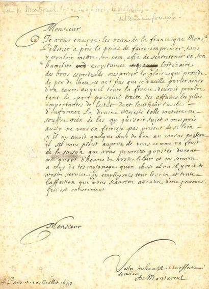 MONTEREUL Jean de (1614 ?-1651) diplomate...