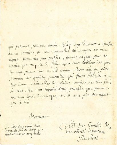 RENAUDOT Eusèbe (1646-1720) abbé, petit-fils...