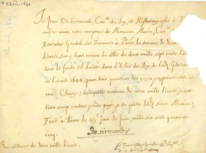 SIRMOND Jean de (1589 ?-1649) poète néolatin,...