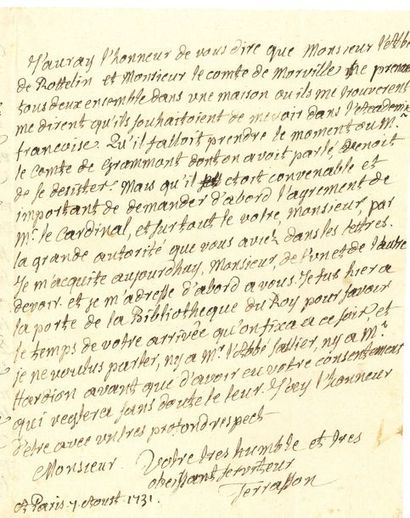 TERRASSON Jean (1670-1750) oratorien, mathématicien...