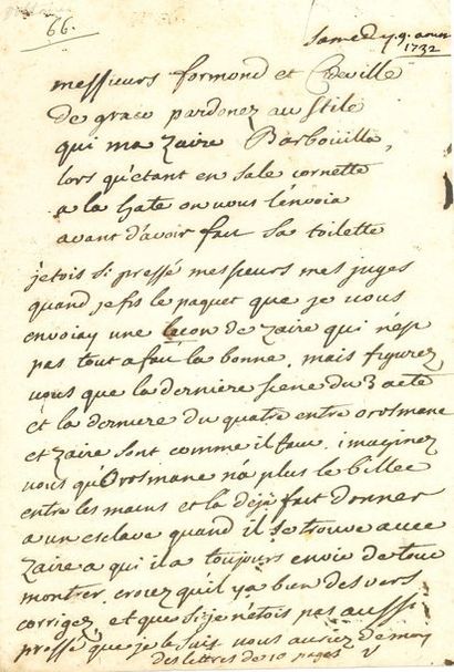 VOLTAIRE (1694-1778) [AF 1746, 33e f].

L.A.S....