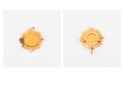 Pendentif broche en or jaune (750) ornée...