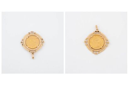 Pendentif en or jaune (750) retenant une...