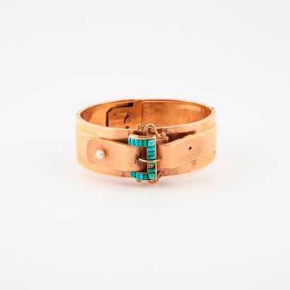 Bracelet manchette ouvrant en or jaune (750)...