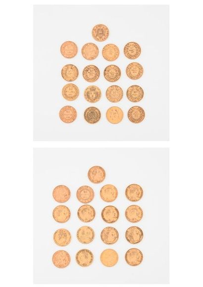 FRANCE 

Lot de 16 pièces de 20 francs or...