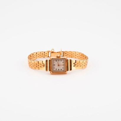 Montre bracelet de dame en or jaune (750).

Boîtier...